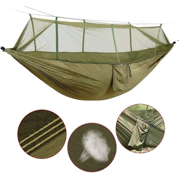 3-in-1-riippumatto hyttysverkolla ja peitteellä, XXL Double Camping -riippumatto ulko- ja sisäkäyttöön, 100 kg:n kantavuus