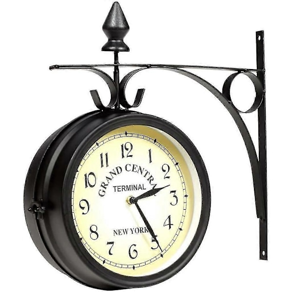 Toside Togstasjon Veggklokke Svart Vintage Design Klokke