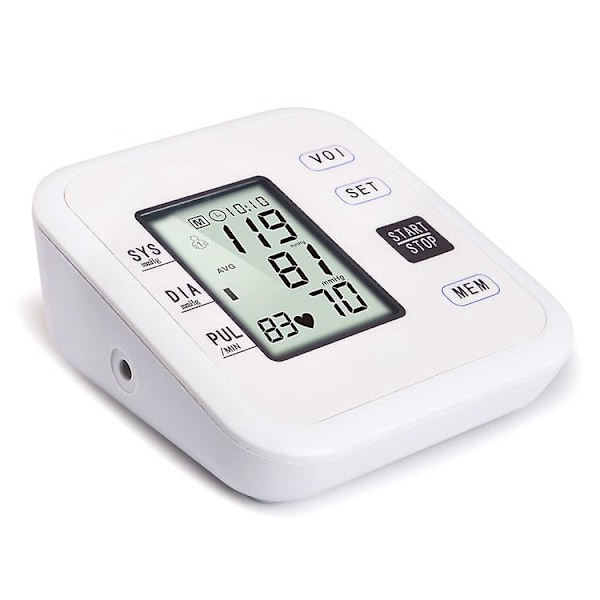 Overarms Blodtryksmåler Automatisk Digital Enhed til Hjemmebrug med Pulsmåling Manschet 22-40cm