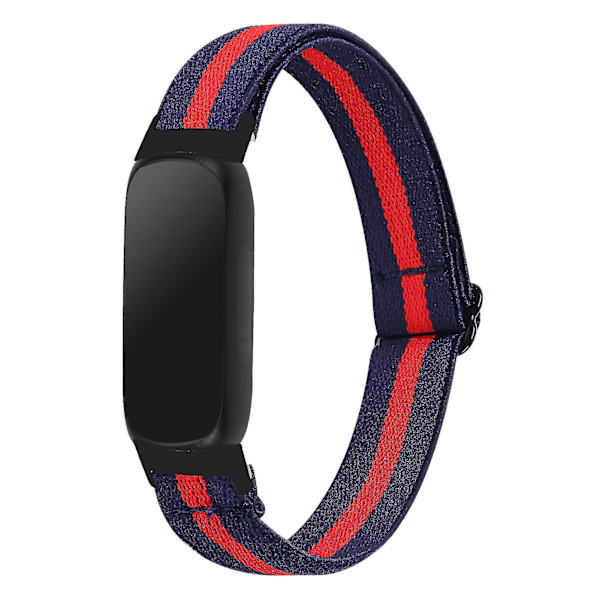 Fitbit Inspire 3 Elastinen Punottu Nylon Solo Loop Urheilukellohihna - Musta Midnight Blue Punainen