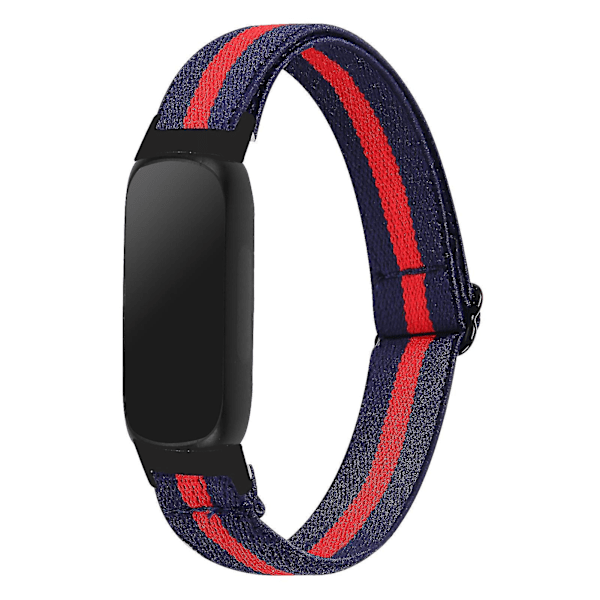 Fitbit Inspire 3 Elastisk Flettet Nylon Solo Loop Sport Watch Band - Sort Midnatsblå Rød