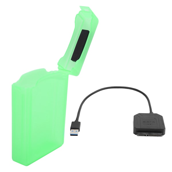 SATA USB 3.0-adapter 2,5 tommer 3,5 tommer SSD HDD harddisk-kabel datamaskintilbehør beskyttelsesboks (grønn)