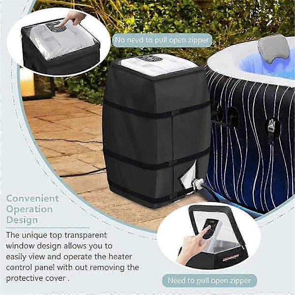Skydd för Värmepump till Bubbelpool med Transparent PVC-fönster, Vattentätt Uppblåsbart Bubbelpoolspumpskydd