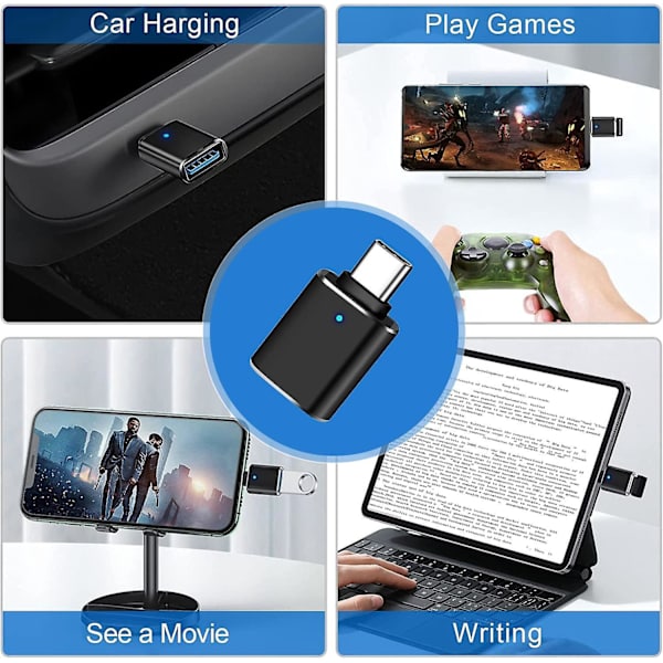 USB C till USB adapterpaket med 4 - Kompatibel med bärbara datorer, MacBooks, mobiler och surfplattor - Även känd som USB C-adapter