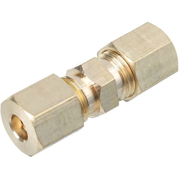 3/16-tommer messing kompressionsfitting, 5 stykker. Lige forbindere til hydrauliske bremseslanger. Professionel installation anbefales.
