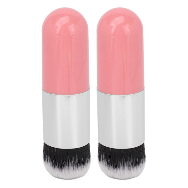 2 STK Foundation Brush Bedårende Buttet bærbar makeup børste Blødt Comestic Tool Pink Sølv