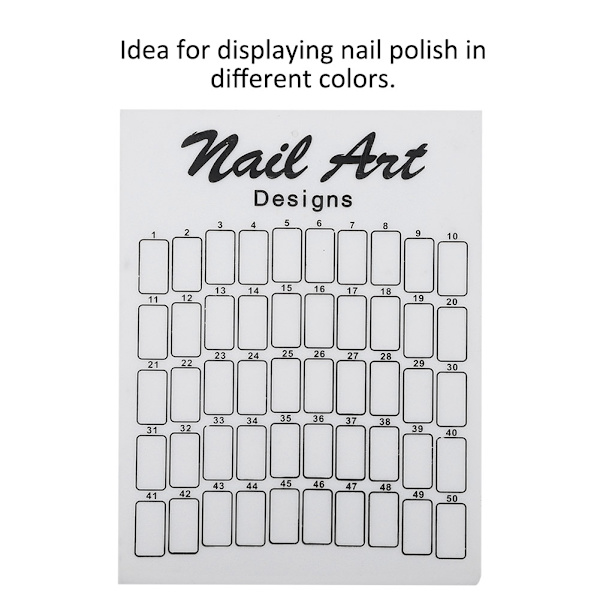 Nail Art False Tips Display Board - 50 Stk White Nailtips Palette til Gel Polish farvekort