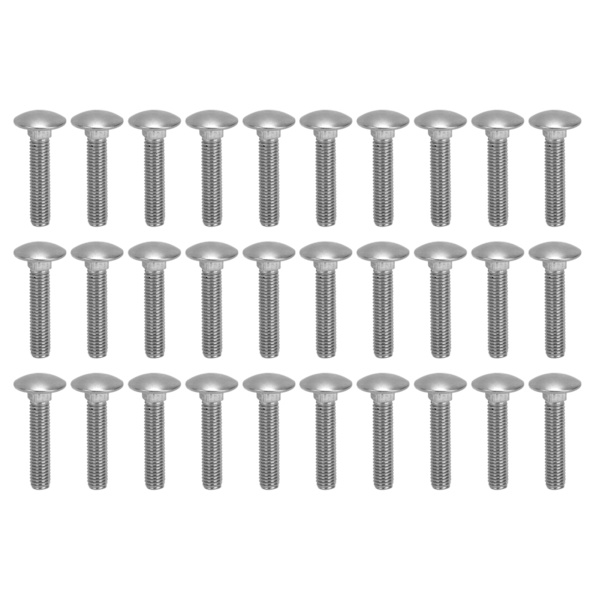 30 kpl M8x1.25 ruuvipulttia A2 ruostumaton teräs kuppi neliö karkea kierre vaunupultit DIN603M8x40