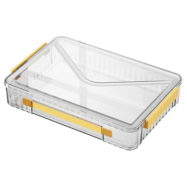 Sertifikaattien säilytyslaatikko Suurikapasiteettinen läpinäkyvä kannettava leikekirjapaperin case kahvalla asiakirjatiedostoa varten keltainen