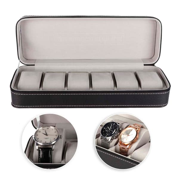 Stilfuld 6 Slots Lynlås Ur Opbevaringsdisplayboks Armbåndsur Etui
