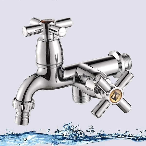 G1/2 Water Tap with Cross Handle and Double Spouts for Washing Machine