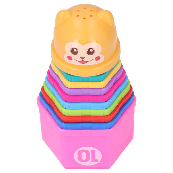 Baby Stapelkopp Barn Cartoon Hexagonal Nummer Brev Stapelkopp Badleksak Födelsedagspresent