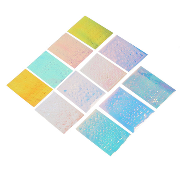 11 ark Nail Art Stickers Glitter Laser Färgglad Multi Shape självhäftande gratis Nail Art Decoration Decals Set