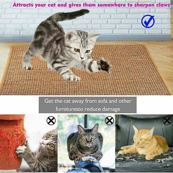 Katteskrabemåtte - Naturlig Sisal-skrabepude til katte, skridsikkert legetøj og kloplejelegetøj