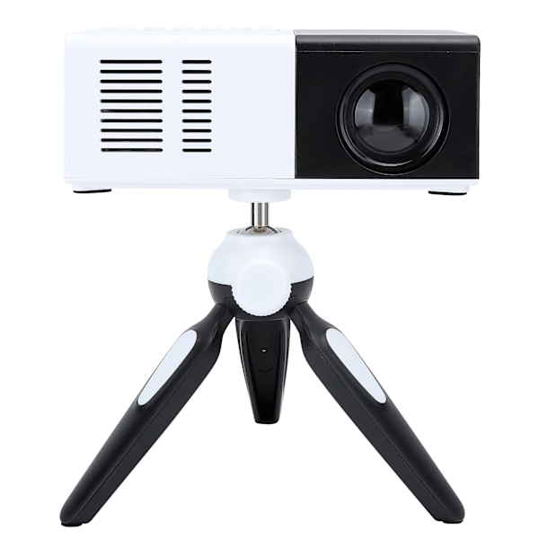 Mini projektor bærbar sort/hvid LED projektionsmaskine med stativ 100‑240VAU stik