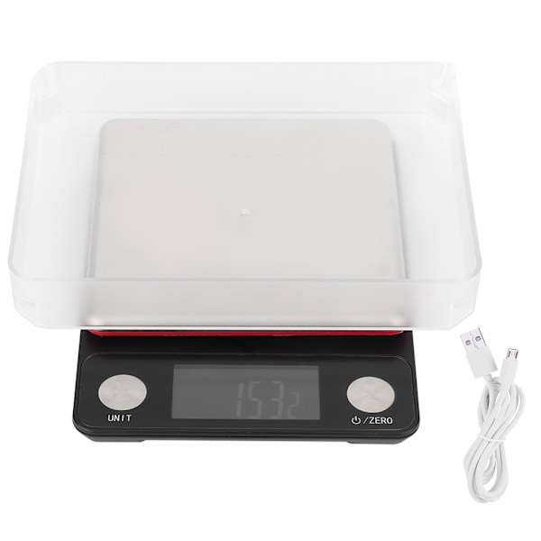 Hög precision USB uppladdningsbar köksvåg Multifunktionell elektronisk vågskala 5kg 0,1g