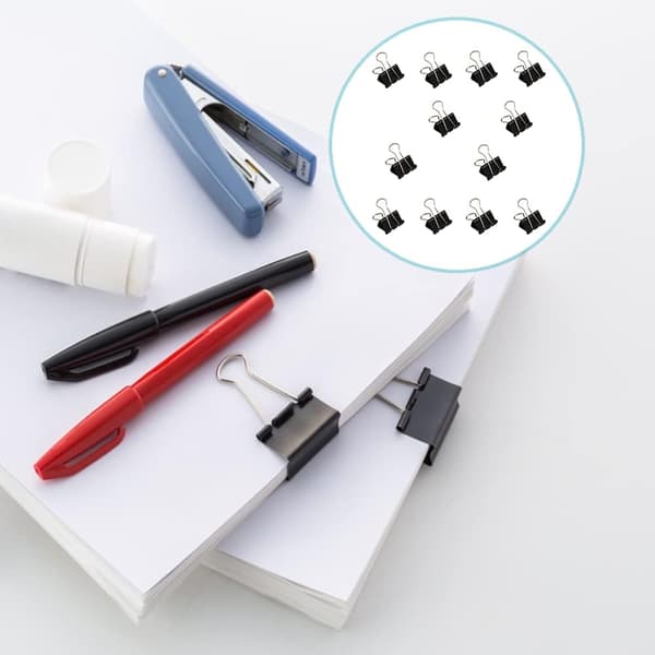 Paper Clips, 12 Pcs Metal Paper Clips, 15 mm Mini Office Clips, Foldable Clips for Office School Home Kitchen Stores