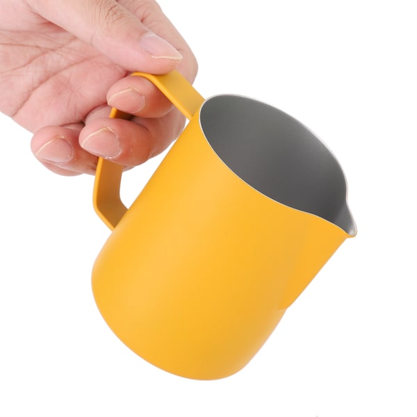 350 ml melkeskummende kanne i rustfritt stål Skummer Kaffe Latte Beholder Kopp Kaffebestikk Gul