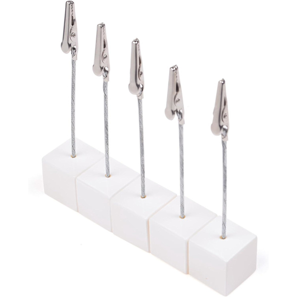 Cube Memo Clips Sæt - 10 stk Hvide Alligator Clip Holdere til Fotos og Nummerkort