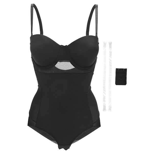 Body Shaping Kvinder Shapewear med BH Slankende Justerbar skulderrem Bodysuit til hele kroppen (Sort)L(36C)