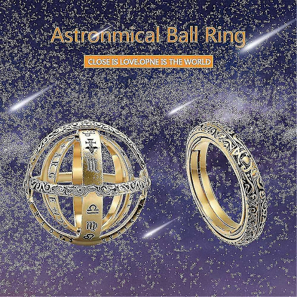Kosmisk fingerring: Unik astronomisk sfärbolldesign 9 guld
