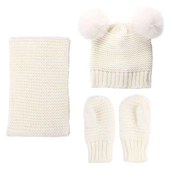 Baby Kids Scarf Hat Gloves Set för pojkar och flickor Höst Vinter Varma Stickade Mössa Halsduk Vantar Set