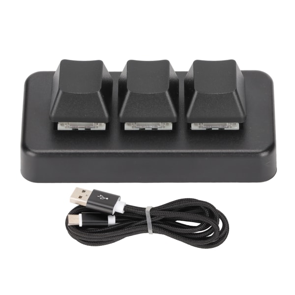 3 näppäinnäppäimistö RGB taustavalaistu 3 näppäin USB -liitäntä mini mekaaninen ohjelmoitava Plug and Play makronäppäimistö tietokoneelle musta