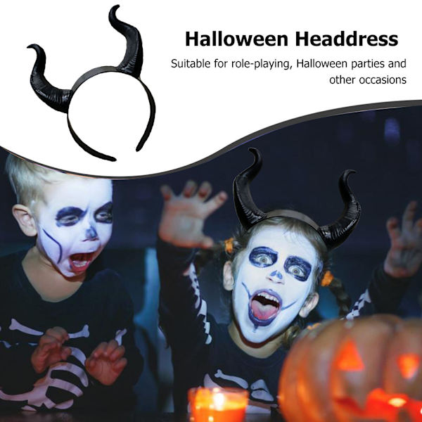 Halloween Horn Pannebånd Cosplay Ox Bull Hair Band for Party Dress Up Festival Fotorekvisitter Animal Headpiece Maskerade