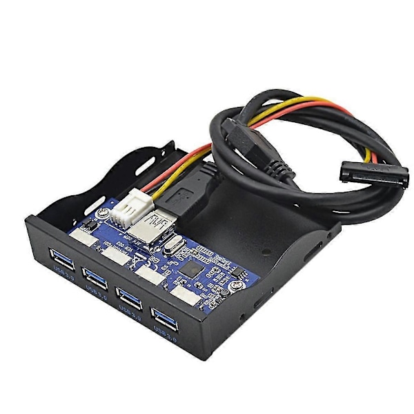 4xusb3.0 19pin Hub Drive Bay Frontpanel For PC Datamaskin Svart Hurtiglading