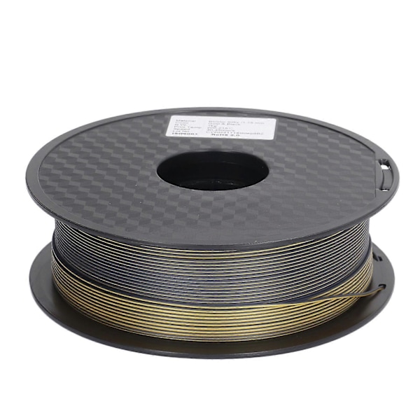 Silke PLA Filament 1.75mm Dobbelt Farve Tilstopningsfri Dikromatisk Spole Skinnende 3D Printer Forbrugsvare Guld og Sort