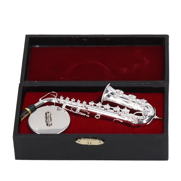 Alto Saksofon Ornament Mini Saks Dekorasjon Musikk Instrument Modell Gave med Boks Base 14cm