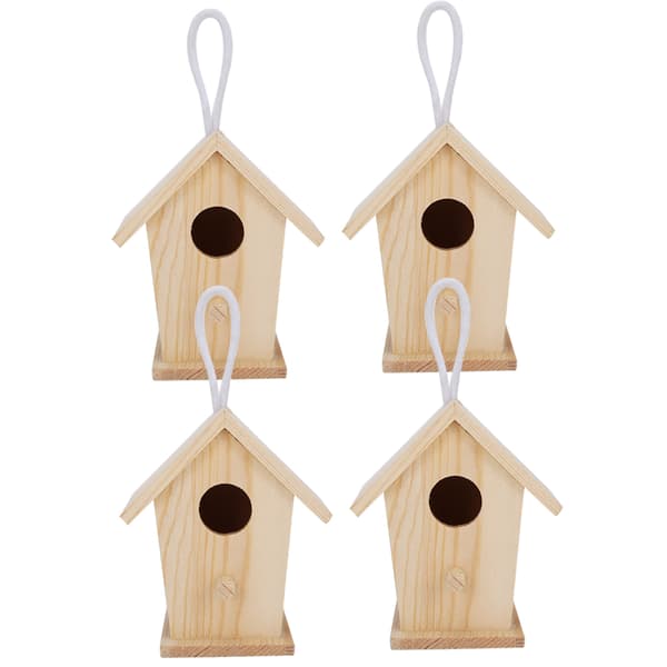 4 stk. Mini udendørs hængende fuglehus redebur ornament til havebalkon