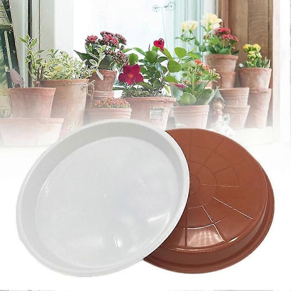 10 st plast runda hem trädgård blomkruka bricka röd 18cm x 2.1cm