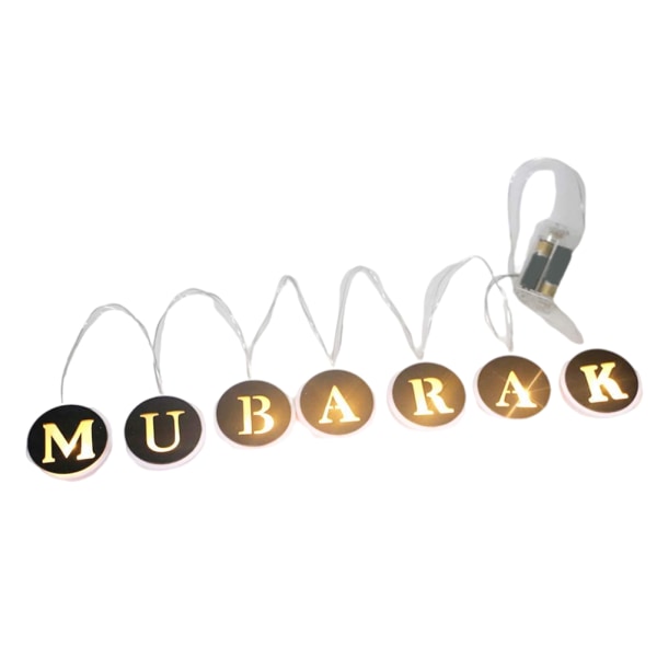 Ramadan LED String Light Dekoration Trä Hål Bokstäver Pendel för Ramadan Eid Mubarak Heminredning A A