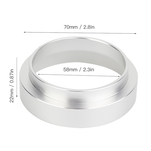 58mm alumiininen yleiskäyttöinen kahvin annostelu suppilo korvaava kahvinkeitin lisävaruste (hopea)