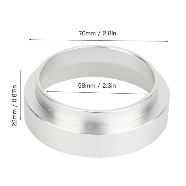 58mm Aluminium Universal Kaffedosering Ring Trakt Erstatning Kaffemaskin Tilbehør (Sølv)