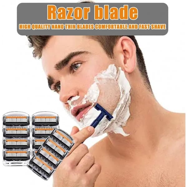 12-pak Erstatningsblade 5-lags til Fusion 5 Barbermaskine, Barberblade til mænd til vådbarbering