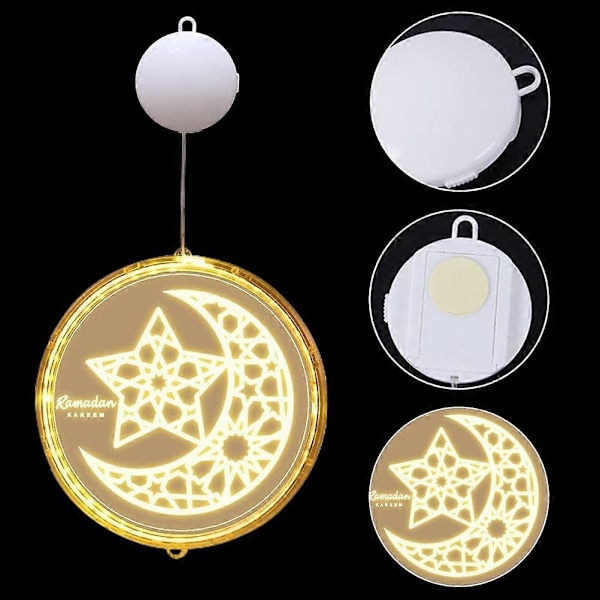 Pendellampa med sugpropp 3D LED Ramadan Dekorativ Fönsterlampa Batteridriven Akryl