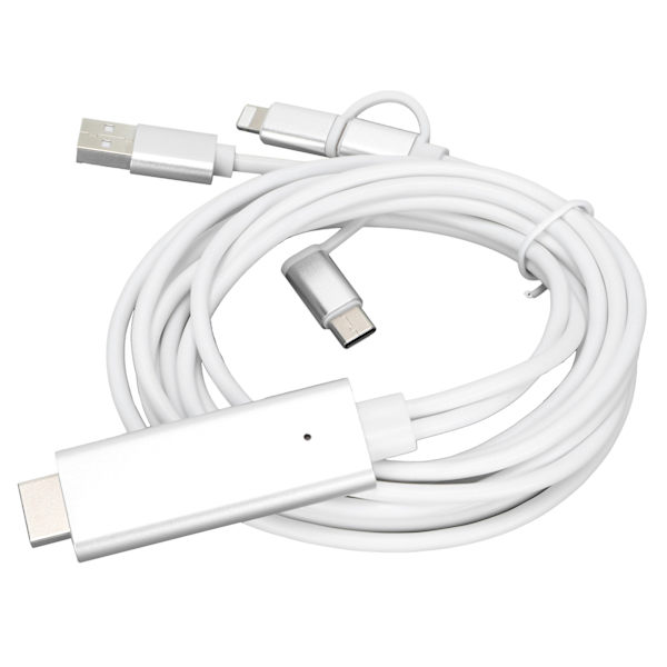 Kaapeliadapteri 3 in 1 HD-tila Laaja yhteensopivuus 1080P Ei asemaa vaadita High Definition Multimedia Interface -kaapeli 5V