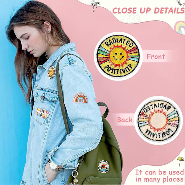 20 Stykker Vintage Applikation Stryge-på-mærker Sy-på-applikation Hippie Broderi Retro Hippie Mærke til T-shirt Rygsæk Jeans Jakker Tøj Hat