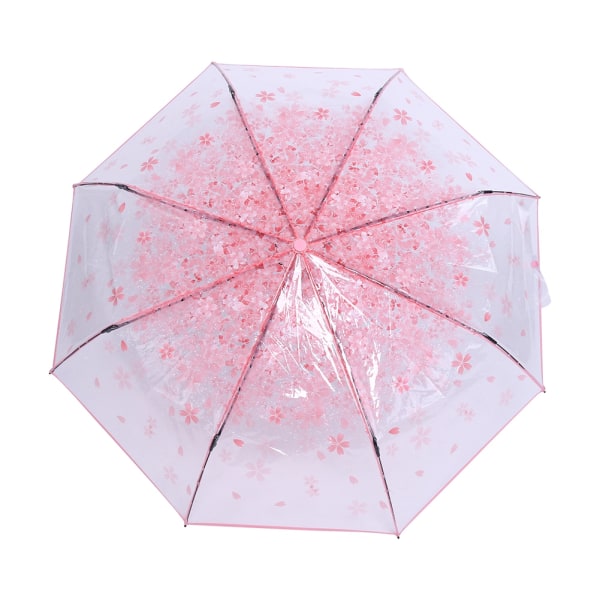 1 STK Transparent Folding Paraply Fasjonabel Princess Paraply Cherry Blossom # Rosa