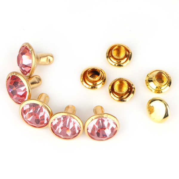 10 st färgglada strassnitar Cap Stud för gör-det-själv-dekoration (rosa kristall)
