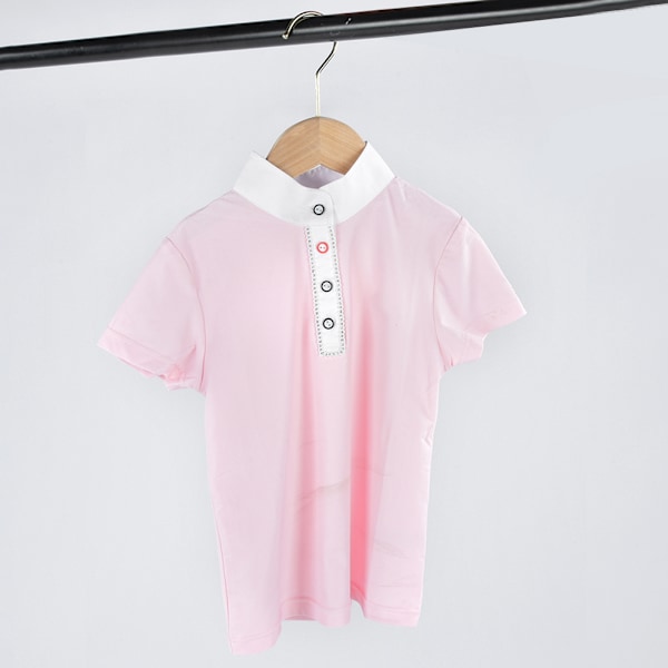 Høj kvalitet akryl pige børn hestesport T-shirt hest ridning tøj skjorte pink (kort ærme S)