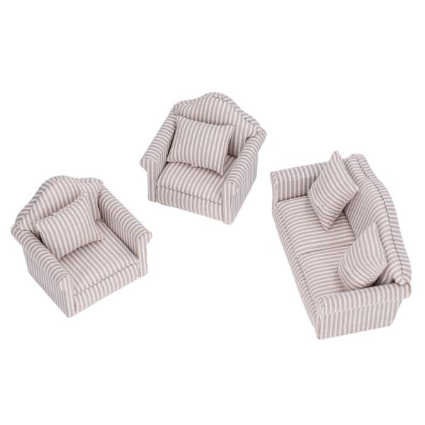 Miniature Sofasæt Simulering Blød Dukkehus Sofa Tilbehør med Puder til 3 År Gamle og Der Over