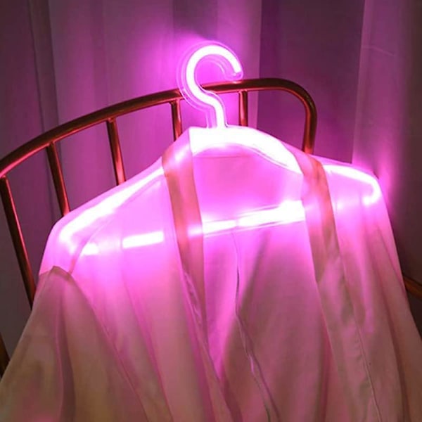 1 Pakkaus Neonkylttikoukku, Vaatetelineen muotoinen neon LED-valo USB-virtalähde yövalo (vaaleanpunainen valo)