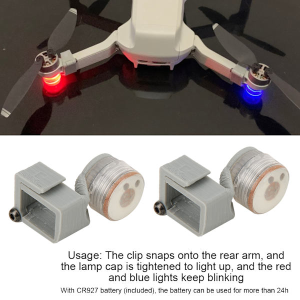 2st Night Flight LED-signallampa Varningslampa Passar för Mavic Mini RC DroneGray