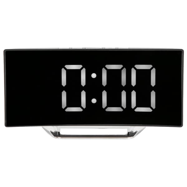 Digital väckarklocka spegel smart ljussensor böjd skärm LED-klocka digital temperaturdisplay väckarklocka för student vitt ljus