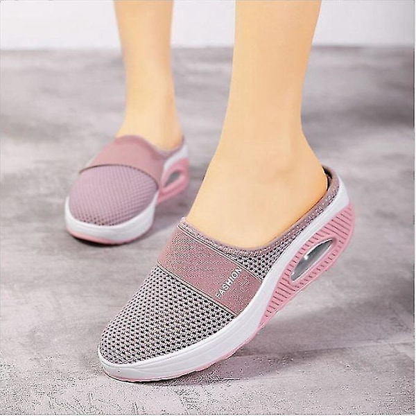 Andningsbara Mesh Casual Rosa Halvslippers för Kvinnor EU 39