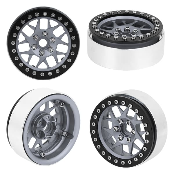 4 stk. 2,2 tommer aluminiumslegering hjulnav opgraderingsdele passer til SCX10 TRX4 1/10 RC bil sort + titanium