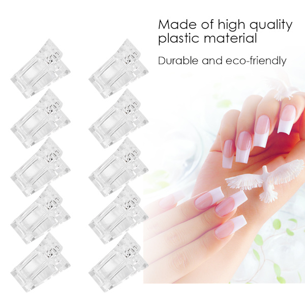 10st/ set Genomskinliga nageltipsklämmor Polygel Snabbbyggande form Nagelgeltillbehör